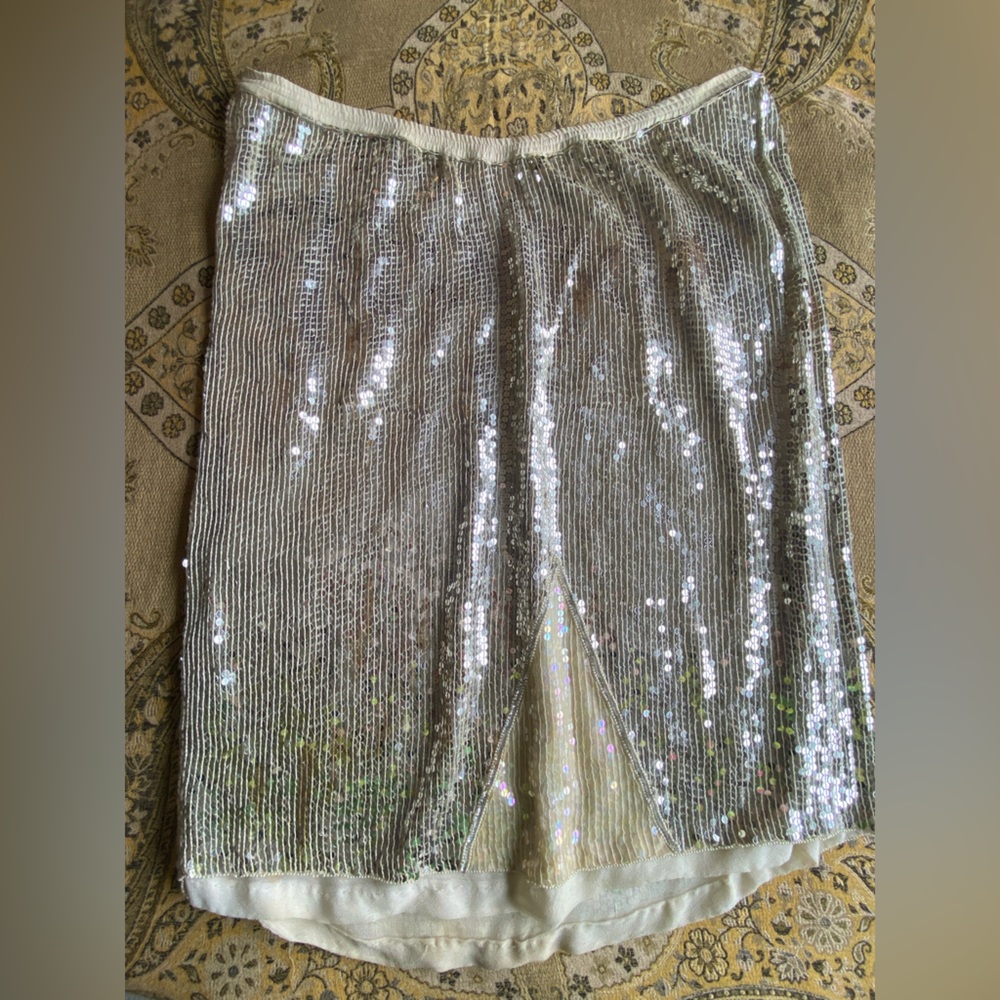 Beautiful Silver & Iridescent Sequined Skirt Custom Size